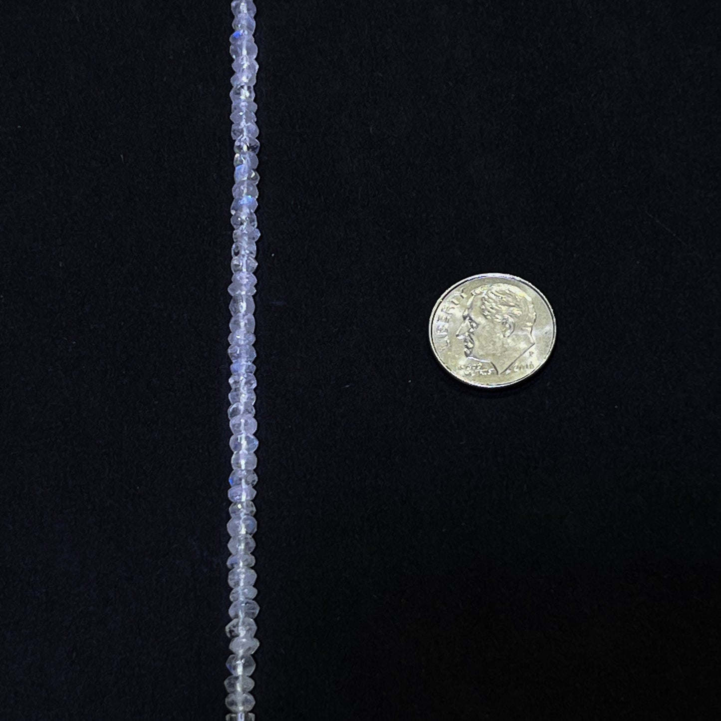 3.5–4mm Faceted Roll Rainbow Moonstone 14.5 inch 153 pcs/strand