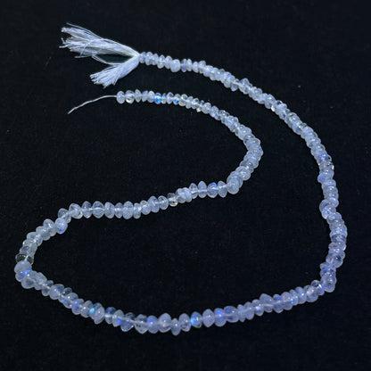 4–4.5mm Plain Rondelle Rainbow Moonstone 14.5 inch 140 pcs/strand