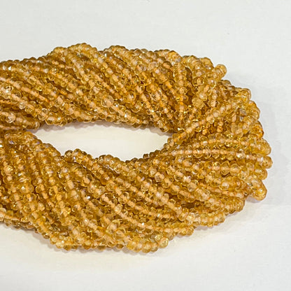 3.5–4mm Faceted Rondelle Citrine 14 inch 158 pcs/strand