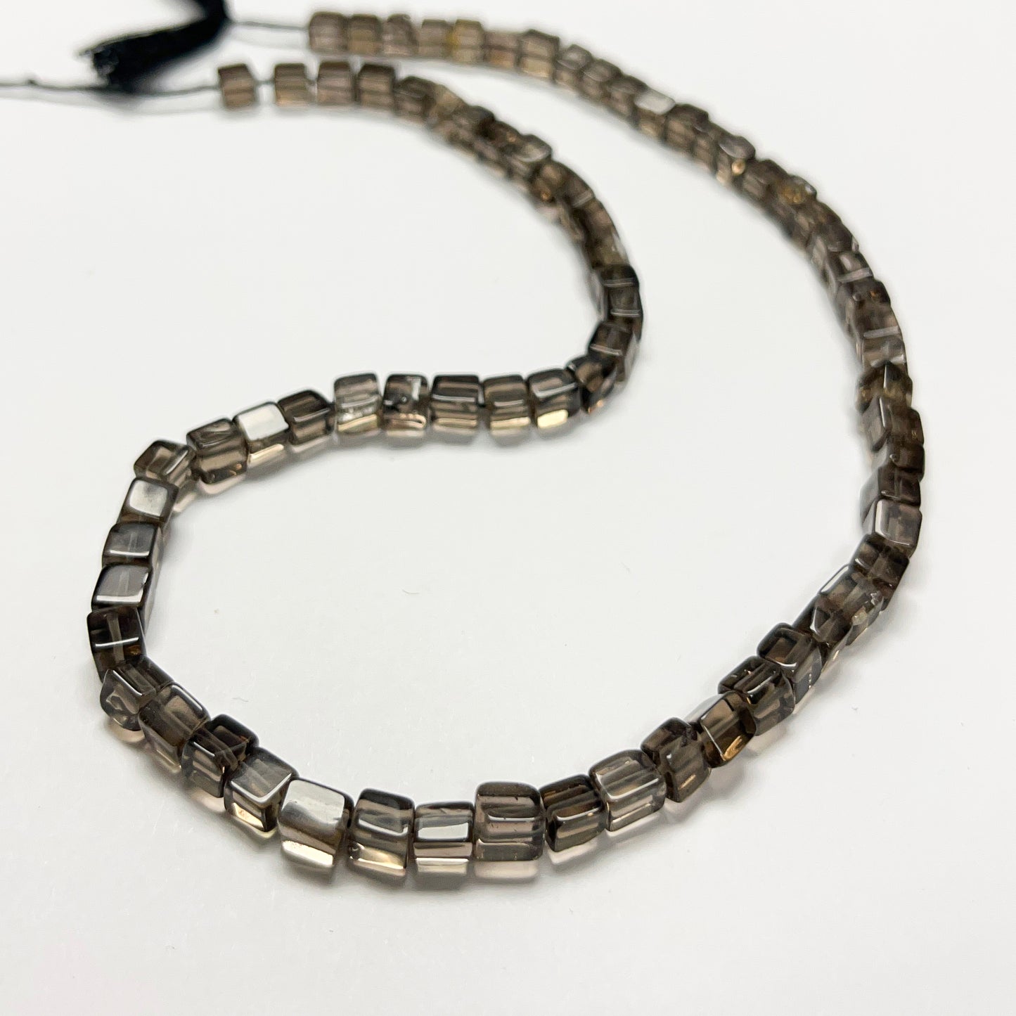 4.5–5mm x 4.5–5mm Smoky Square Quartz 15 inch ~74 pcs/strand