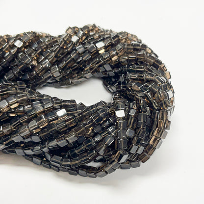 4.5–5mm x 4.5–5mm Smoky Square Quartz 15 inch ~74 pcs/strand