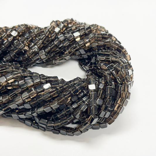 4.5–5mm x 4.5–5mm Smoky Square Quartz 15 inch ~74 pcs/strand