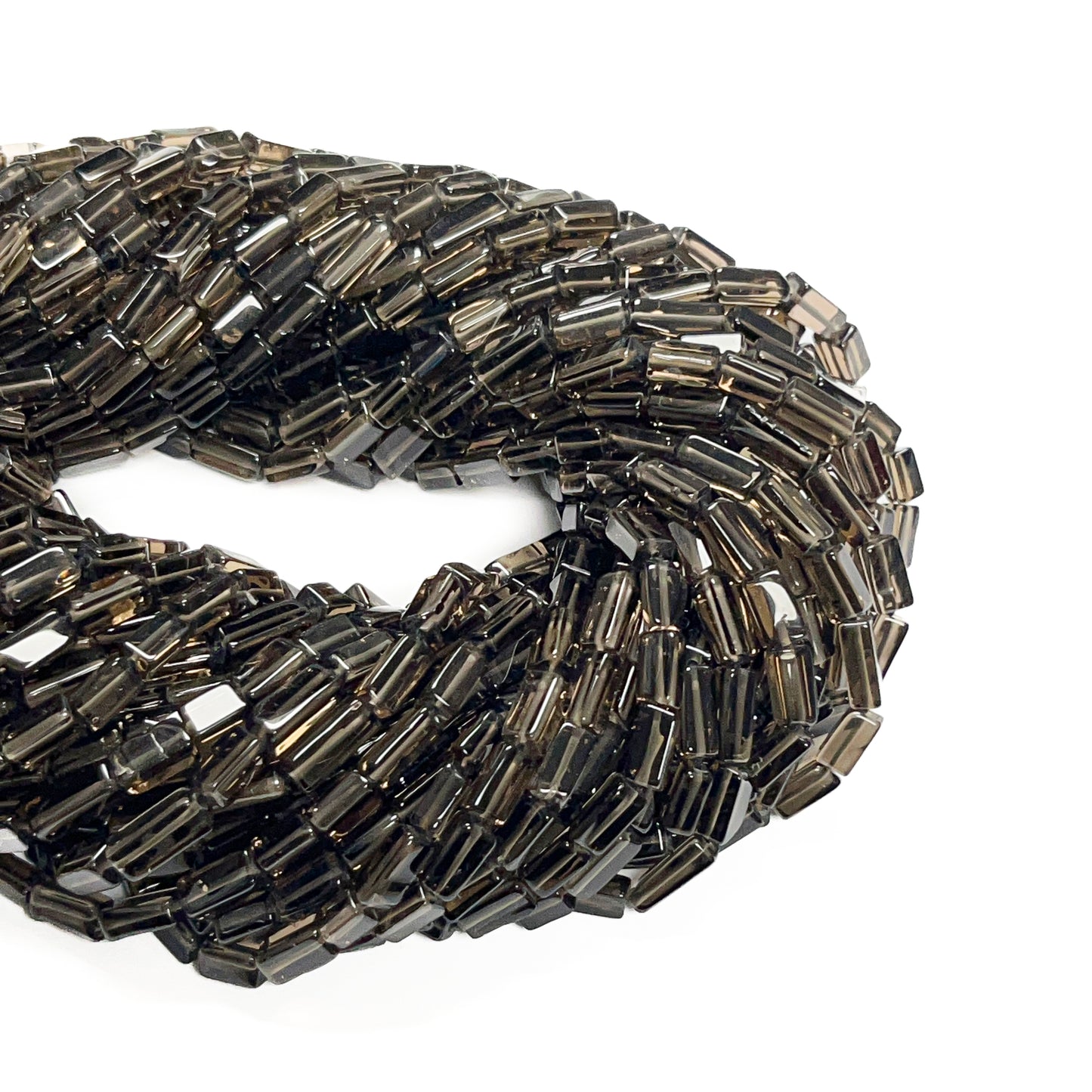 4.5–5mm x 6.5–10mm Smoky Square Quartz 14 inch ~47 pcs/strand