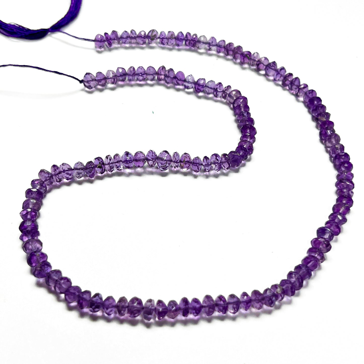 3.5–4mm Faceted Rondelle Amethyst 14 inch 135 pcs/strand