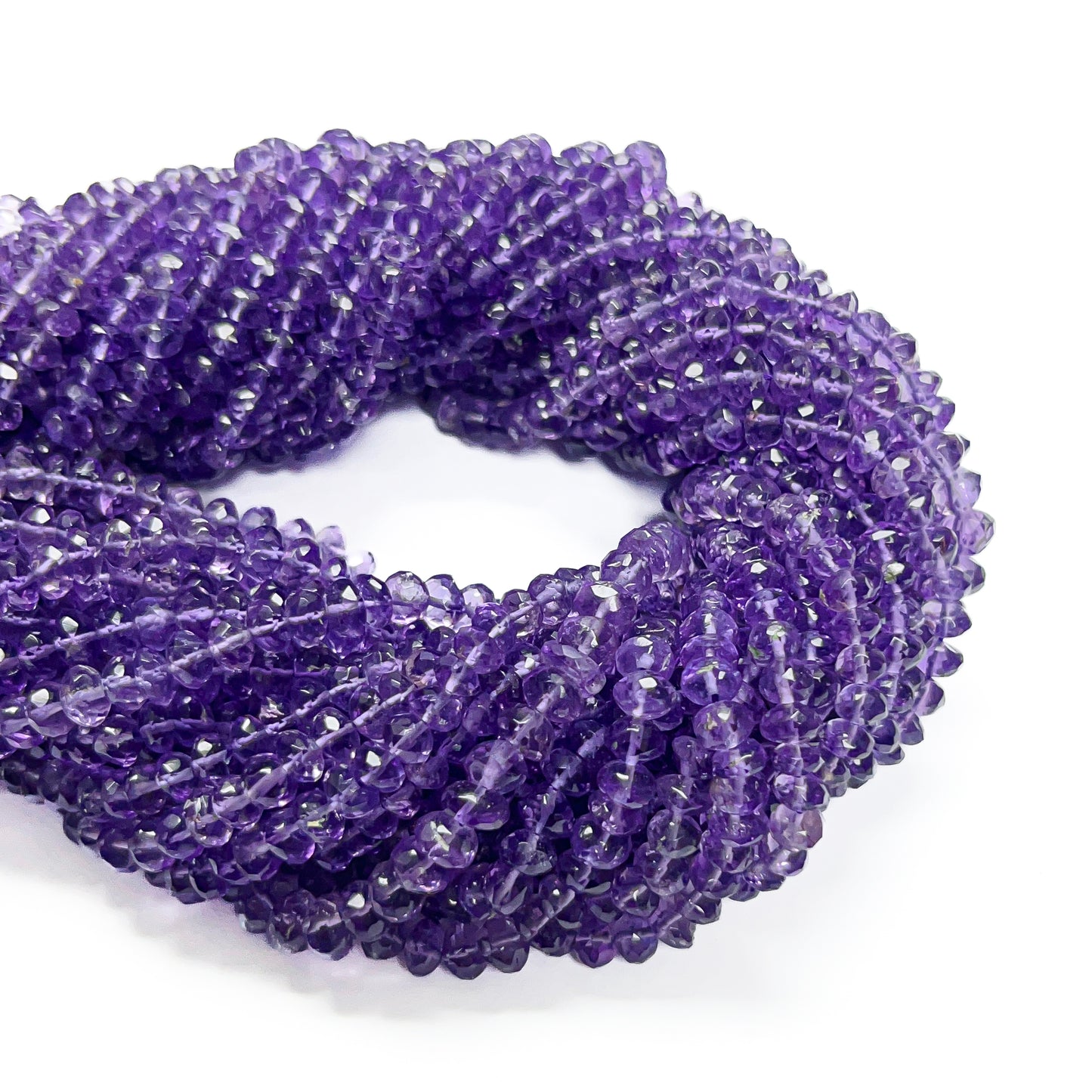 3.5–4mm Faceted Rondelle Amethyst 14 inch 135 pcs/strand
