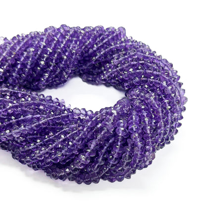 3.5–4mm Faceted Rondelle Amethyst 14 inch 135 pcs/strand