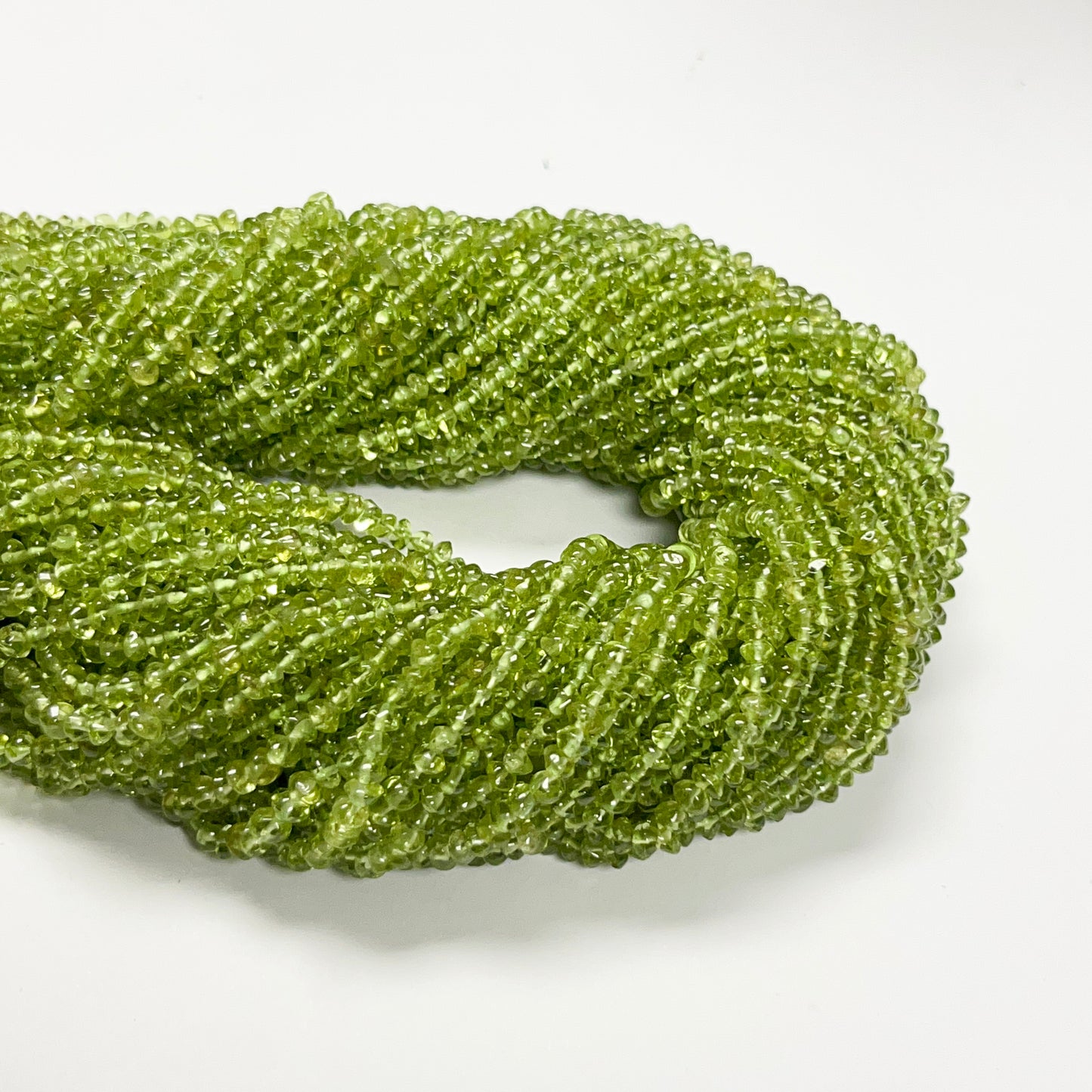 3–3.5mm Plain Rondelle Peridot 14.5 inch 166 pcs/strand