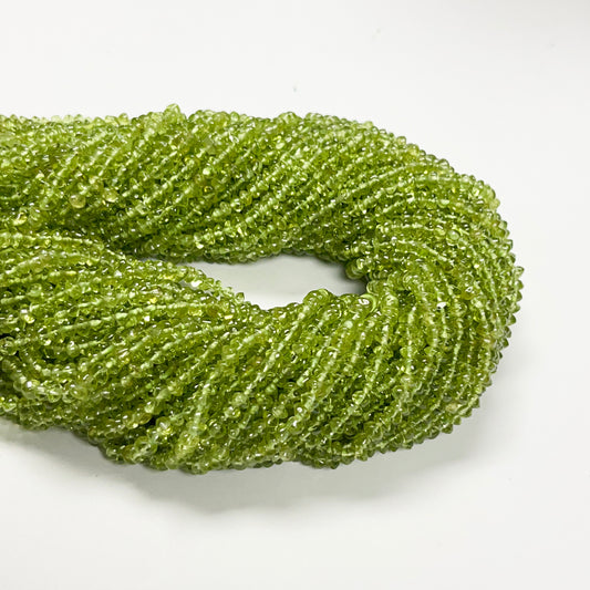 4–4.5mm Plain Rondelle Peridot 14 inch 130 pcs/strand