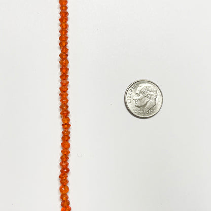 4–4.5mm Faceted Rondelle Carnelian 14 inch 133 pcs/strand