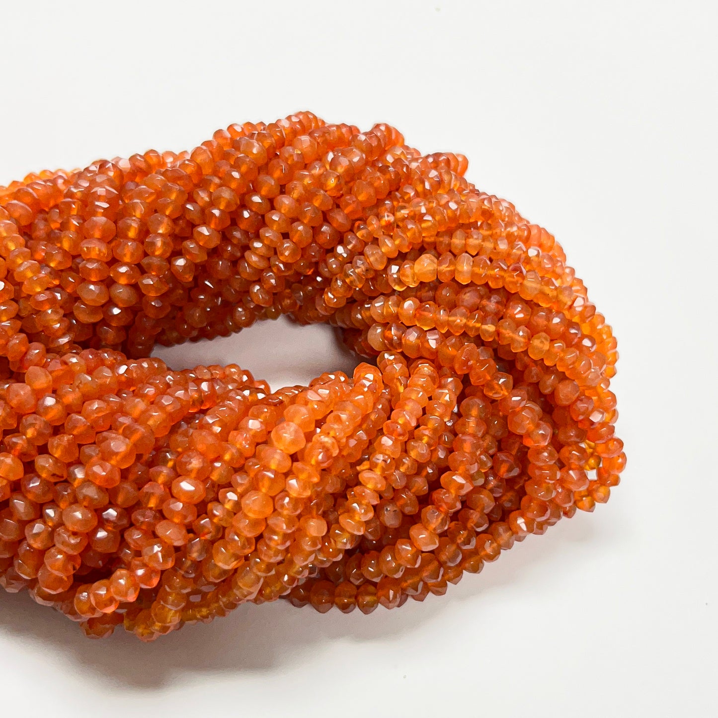 3–3.5mm Faceted Rondelle Carnelian 14.5 inch 165 pcs/strand