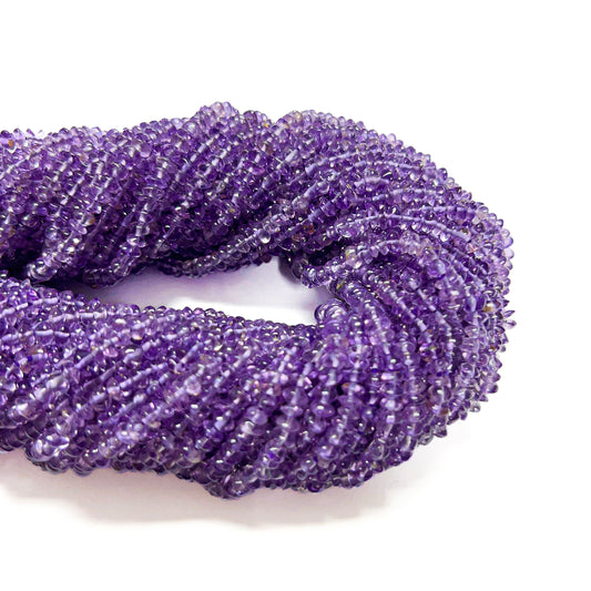 4–4.5mm Plain Rondelle Amethyst 14.5 inch 146 pcs/strand