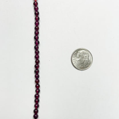 4mm Smooth Round Garnet 14 inch ~91 pcs/strand