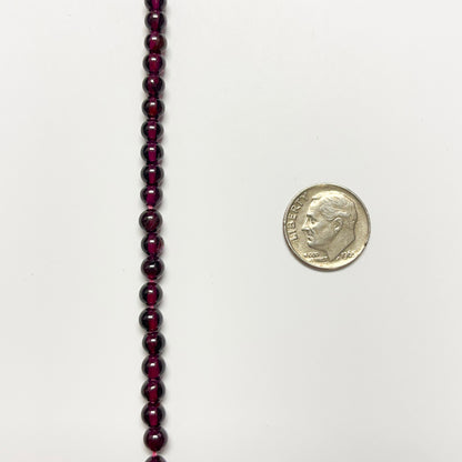 5mm Smooth Round Garnet 14 inch 75 pcs/strand