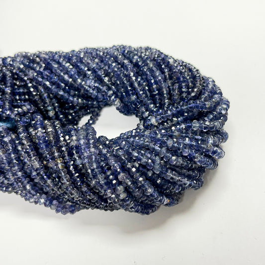3–3.5mm Faceted Rondelle Iolite 14.5 inch ~130 pcs/strand