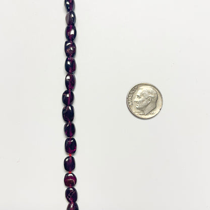 7–8mm x 5.5–6mm Smooth Oval Garnet 14 inch ~47 pcs/strand