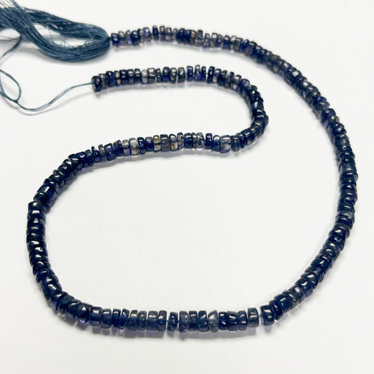 2–3mm x 5mm Smooth Iolite Tires 14 inch ~158 pcs/strand