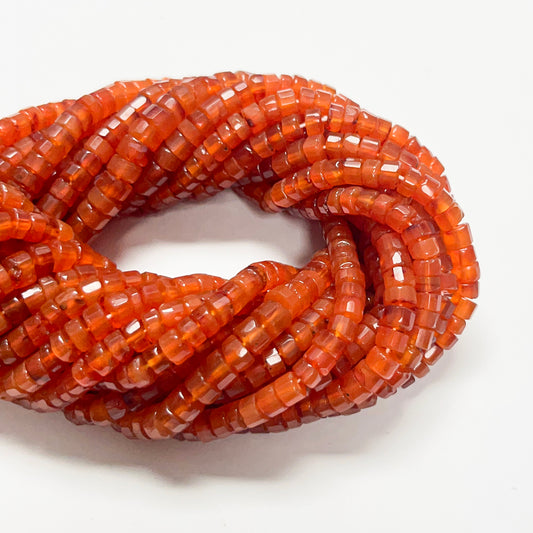 1.5–3mm x 4.5–5mm Faceted Carnelian Tires 14 inch ~128 pcs/strand
