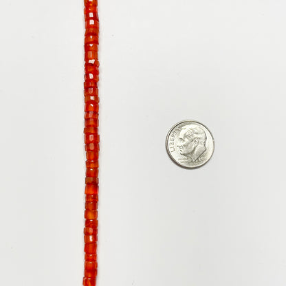 1.5–3mm x 4.5–5mm Faceted Carnelian Tires 14 inch ~128 pcs/strand