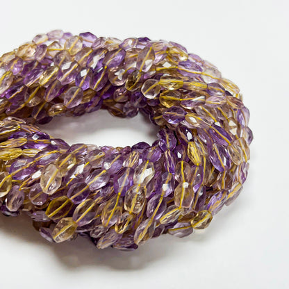 9–11mm x 6–9mm Faceted Oval Ametrine 14 inch ~47 pcs/strand
