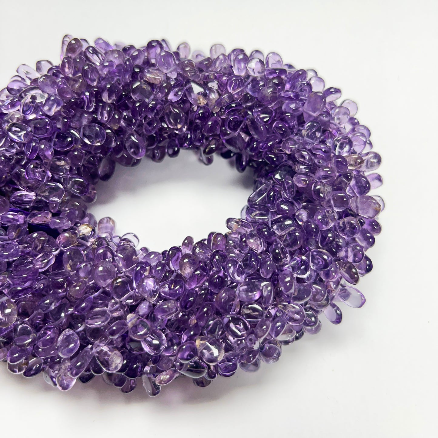 7–10mm x 6mm Plain Flat Amethyst Drops 15 inch 96 pcs/strand