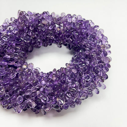 7–10mm x 6mm Plain Flat Amethyst Drops 15 inch 96 pcs/strand
