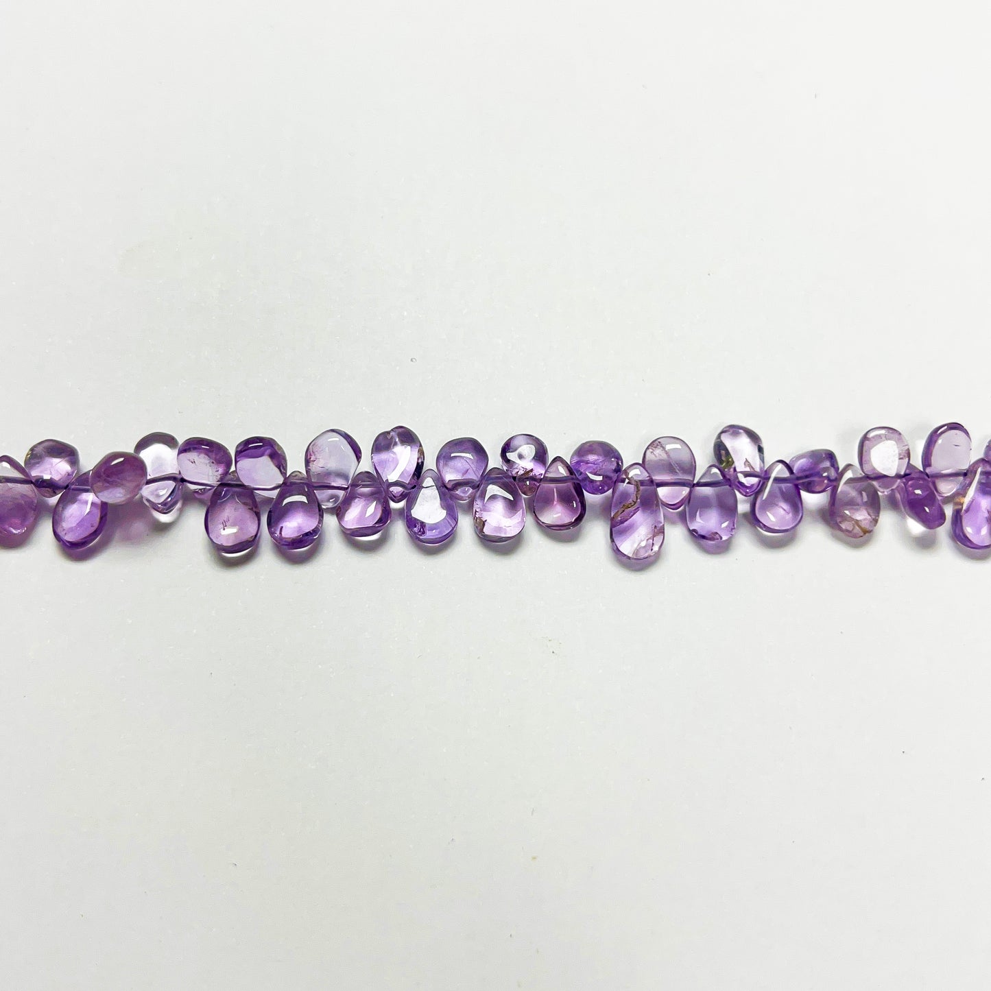 7–10mm x 6mm Plain Flat Amethyst Drops 15 inch 96 pcs/strand