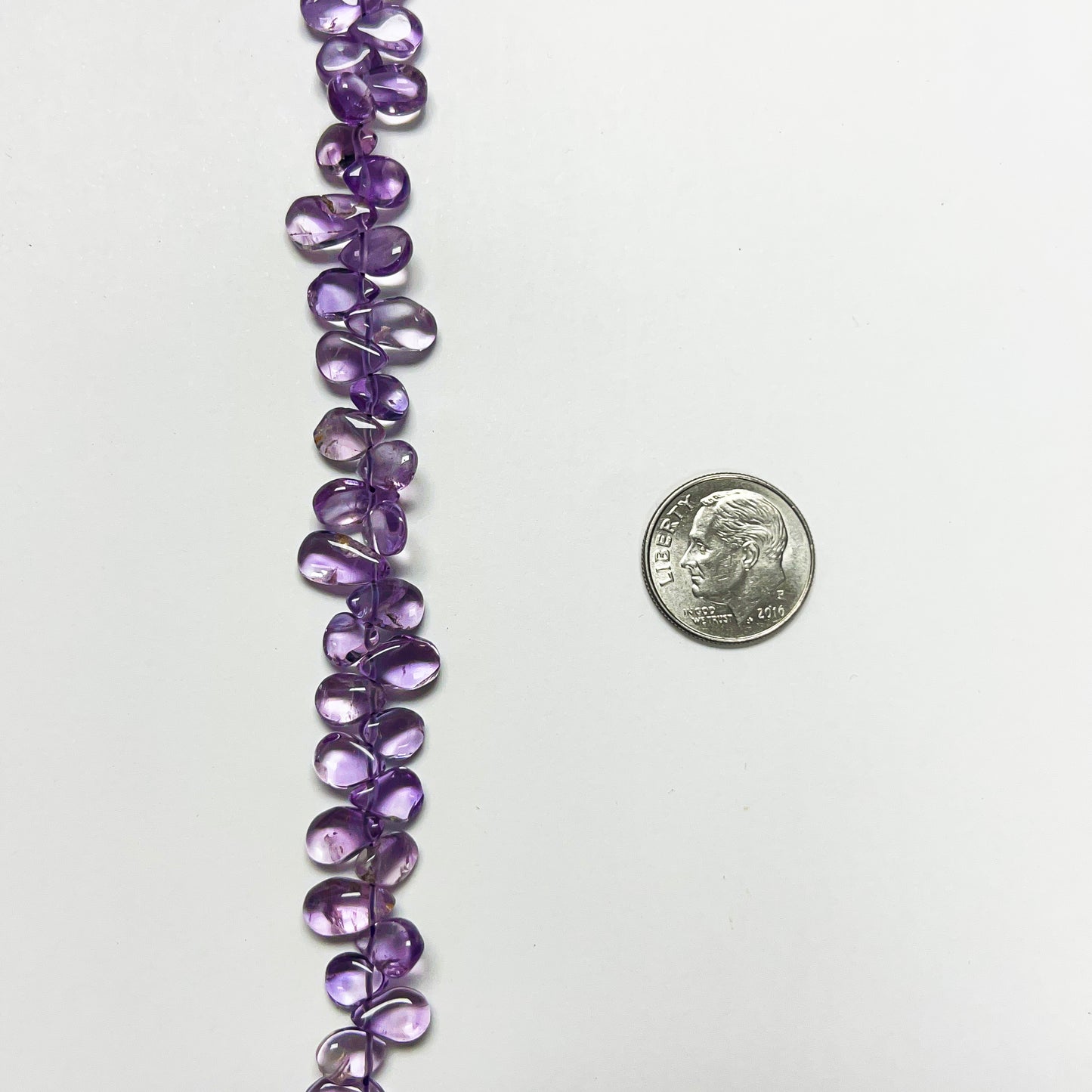7–9mm x 5mm Plain Flat Amethyst Drops 14 inch 100 pcs/strand