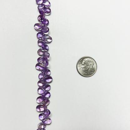 7–9mm x 5mm Plain Flat Amethyst Drops 14 inch 100 pcs/strand