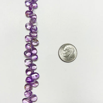 7–10mm x 6mm Plain Flat Amethyst Drops 15 inch 96 pcs/strand