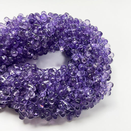 6–8mm x 3mm Plain Amethyst Drops 14 inch 142 pcs/strand