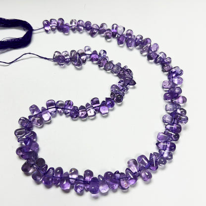 7–9mm x 3.5–4mm Plain Amethyst Drops 14 inch 120 pcs/strand