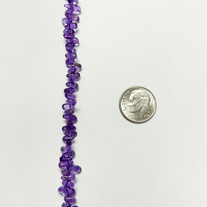 6–8mm x 3mm Plain Amethyst Drops 14 inch 142 pcs/strand
