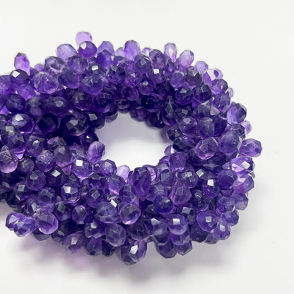 6–7mm x 9–12mm Faceted African Amethyst Drops 14 inch 92 pcs/strand