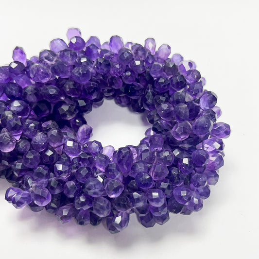 6–8mm x 9–12mm Faceted African Amethyst Drops 11 inch 85 pcs/strand