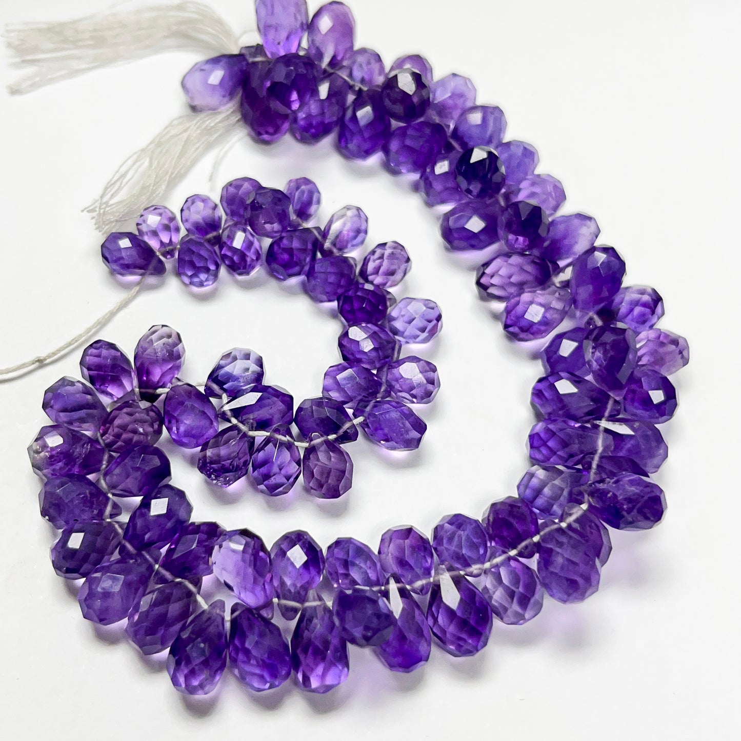 6–7mm x 9–12mm Faceted African Amethyst Drops 14 inch 92 pcs/strand