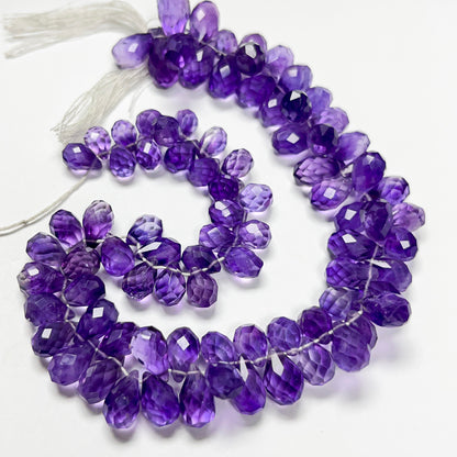 6–7mm x 9–12mm Faceted African Amethyst Drops 14 inch 92 pcs/strand