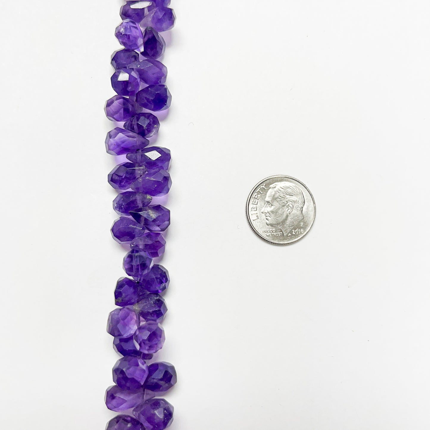 6–7mm x 9–12mm Faceted African Amethyst Drops 14 inch 92 pcs/strand
