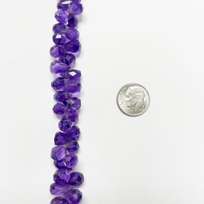 6–7mm x 9–12mm Faceted African Amethyst Drops 14 inch 92 pcs/strand