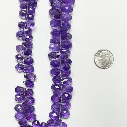 6–8mm x 9–12mm Faceted African Amethyst Drops 11 inch 85 pcs/strand