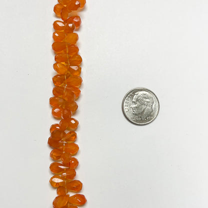 3.5–4.5mm x 7–8mm Faceted Carnelian Drops 16 inch ~165 pcs/strand
