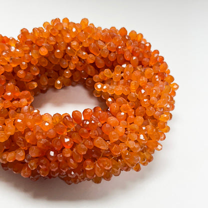 4.5–5mm x 8–10mm Faceted Carnelian Drops 15 inch ~110 pcs/strand