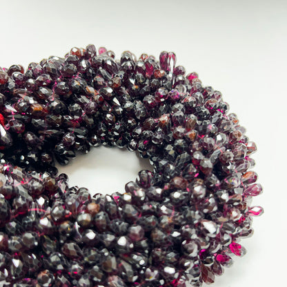 4–4.5mm x 8–9mm Faceted Garnet Drops 14 inch ~155 pcs/strand