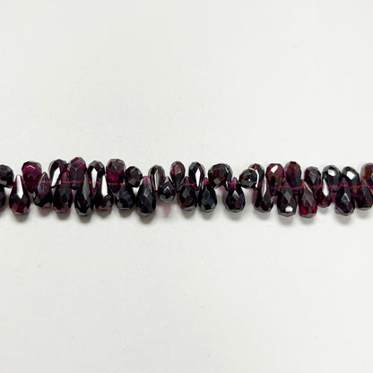 4–4.5mm x 8–9mm Faceted Garnet Drops 14 inch ~155 pcs/strand