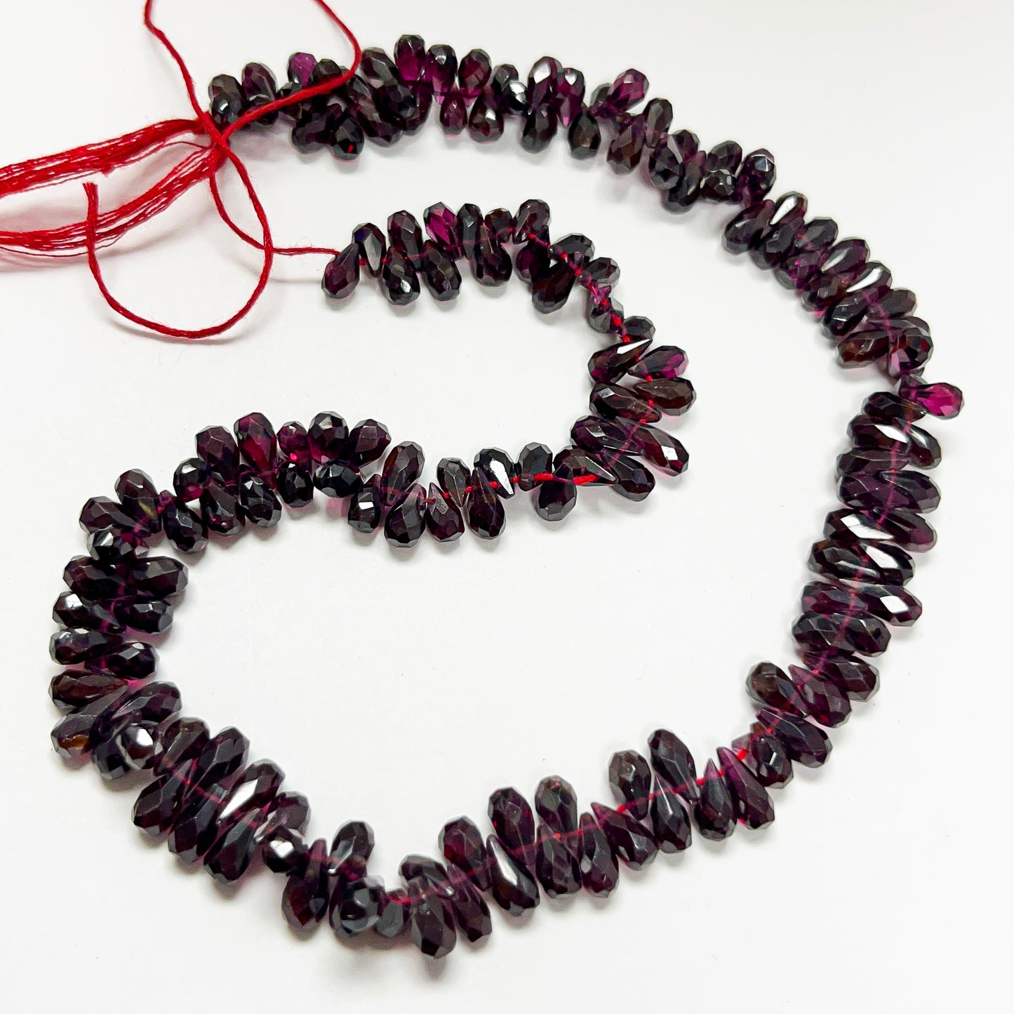 4–4.5mm x 8–9mm Faceted Garnet Drops 14 inch ~155 pcs/strand