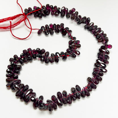 4–4.5mm x 8–9mm Faceted Garnet Drops 14 inch ~155 pcs/strand