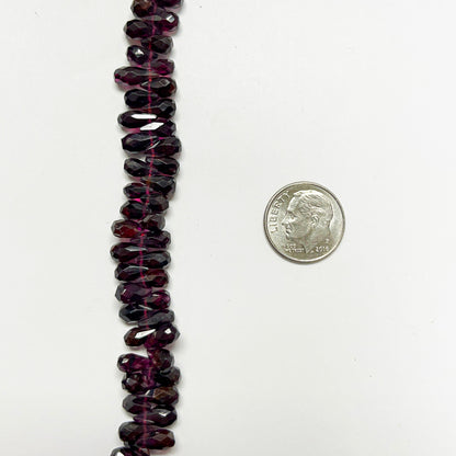 4–4.5mm x 8–9mm Faceted Garnet Drops 14 inch ~155 pcs/strand