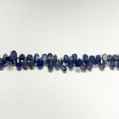4mm x 6–9mm Faceted Iolite Drops 14 inch ~130 pcs/strand