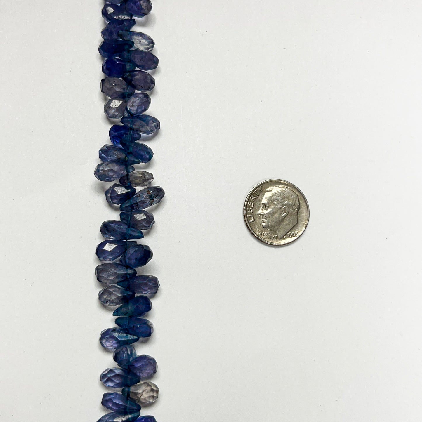 5–6mm x 9–10mm Faceted Iolite Drops 14 inch ~110 pcs/strand