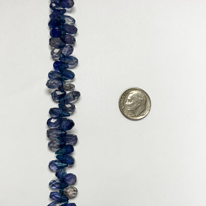 5–6mm x 9–10mm Faceted Iolite Drops 14 inch ~110 pcs/strand