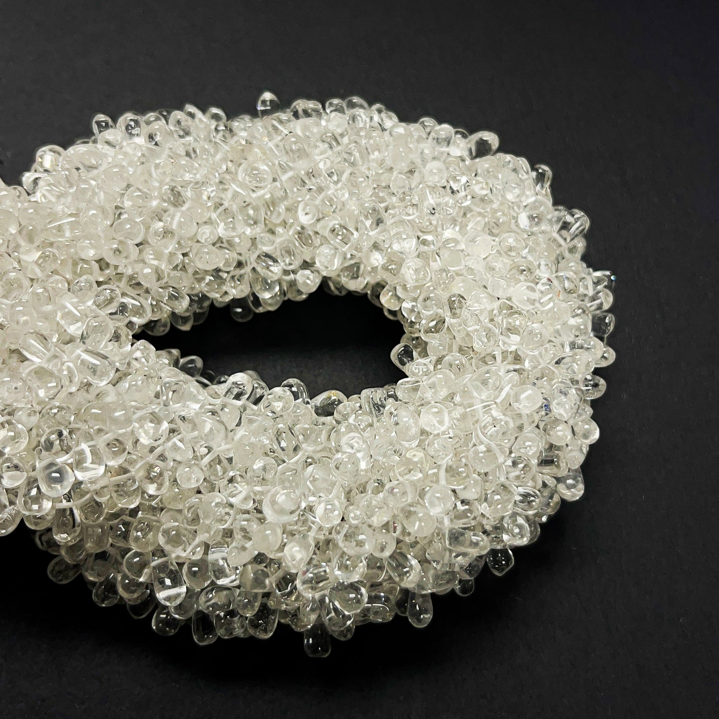4–5mm x 8–12mm Plain Rock Crystal Drops 14 inch ~115 pcs/strand